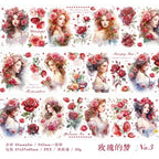 Washi tape PET floral con ilustraciones (65 mm x 3 m)