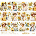 Washi tape PET floral con ilustraciones (65 mm x 3 m)