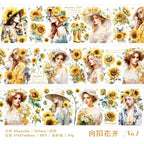Washi tape PET floral con ilustraciones (65 mm x 3 m)