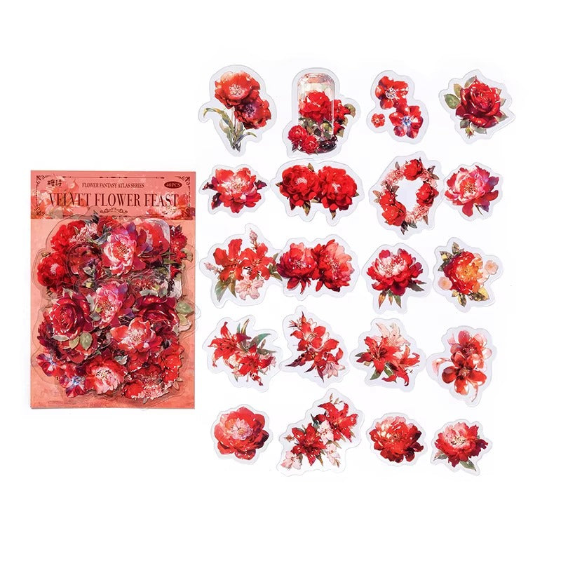 Stickers de flores PET (Flower Fantasy Atlas Series, 40 piezas)