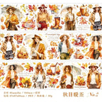 Washi tape PET floral con ilustraciones (65 mm x 3 m)