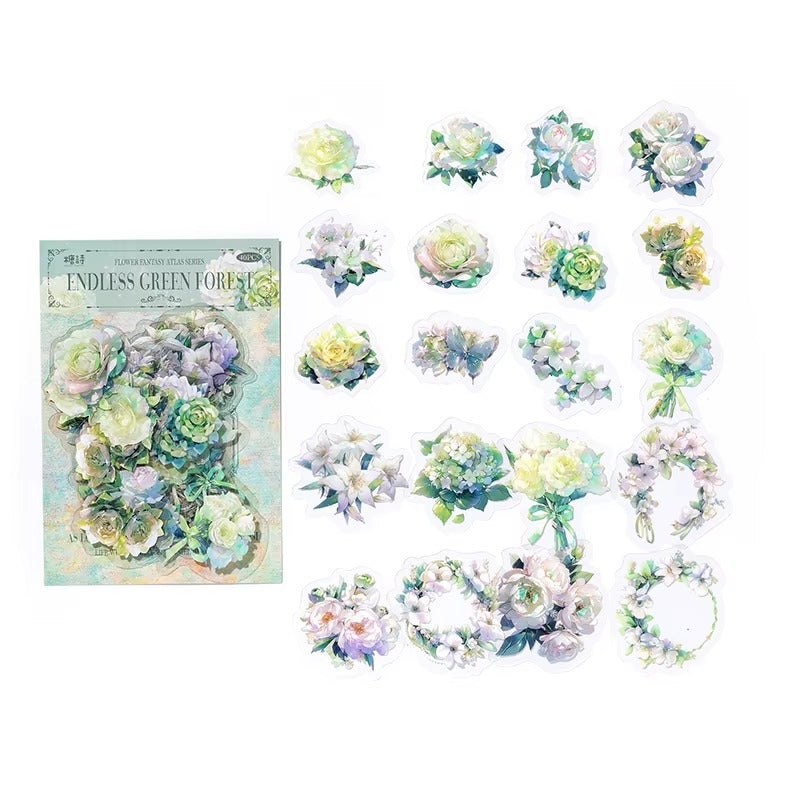 Stickers de flores PET (Flower Fantasy Atlas Series, 40 piezas)