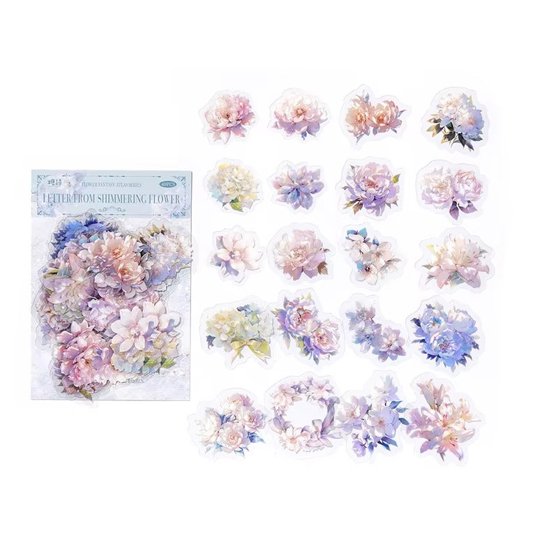 Stickers de flores PET (Flower Fantasy Atlas Series, 40 piezas)