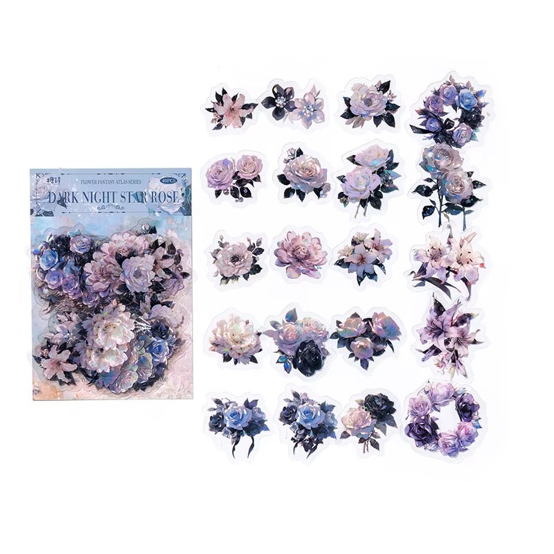 Stickers de flores PET (Flower Fantasy Atlas Series, 40 piezas)