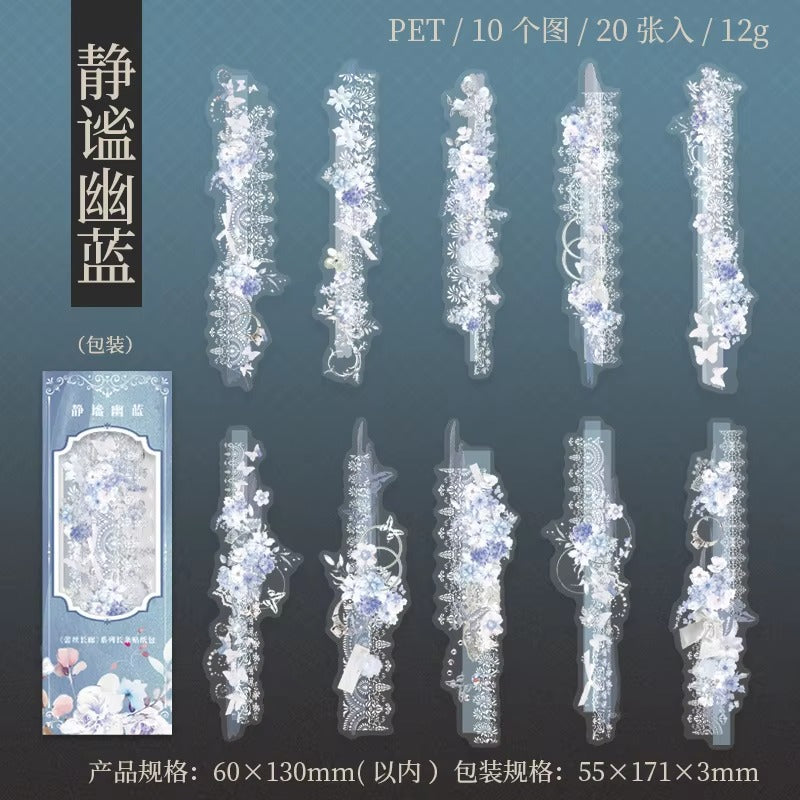 Stickers Puntillas Florales PET 20 piezas (varios colores)