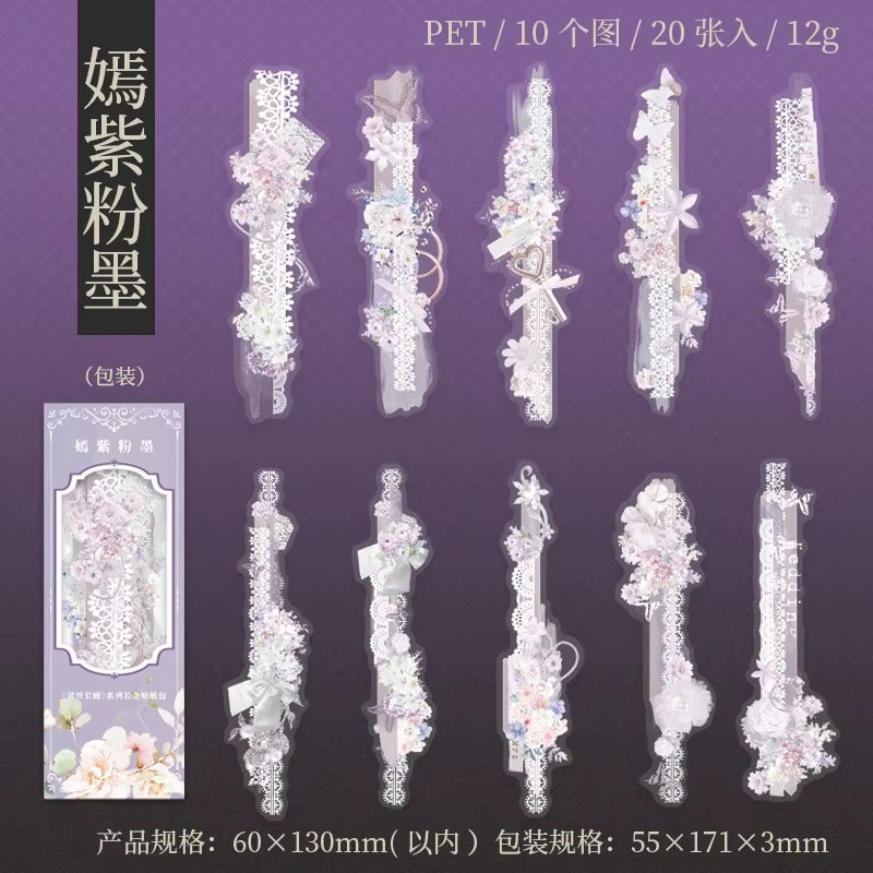 Stickers Puntillas Florales PET 20 piezas (varios colores)