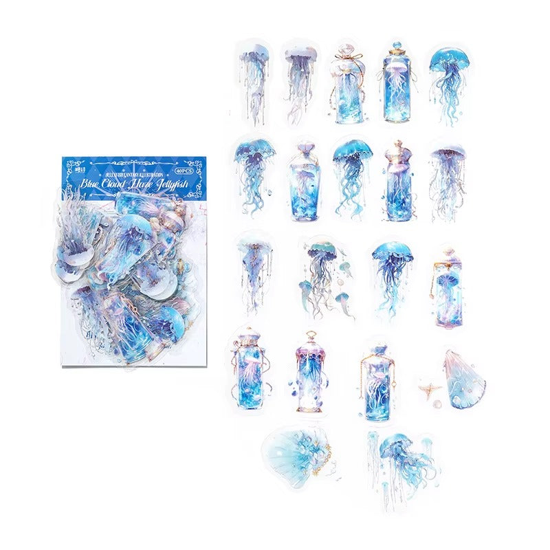 Stickers PET Jellyfish Fantasy Illustration (40 piezas)