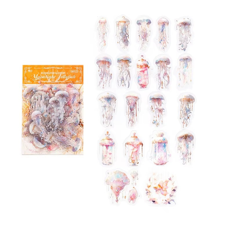 Stickers PET Jellyfish Fantasy Illustration (40 piezas)