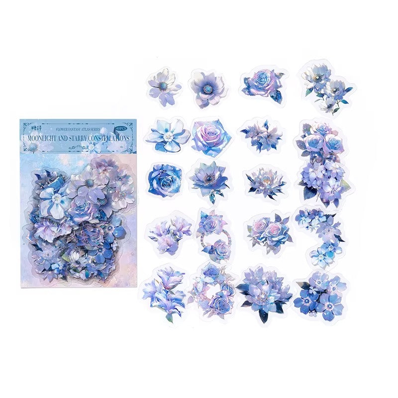 Stickers de flores PET (Flower Fantasy Atlas Series, 40 piezas)