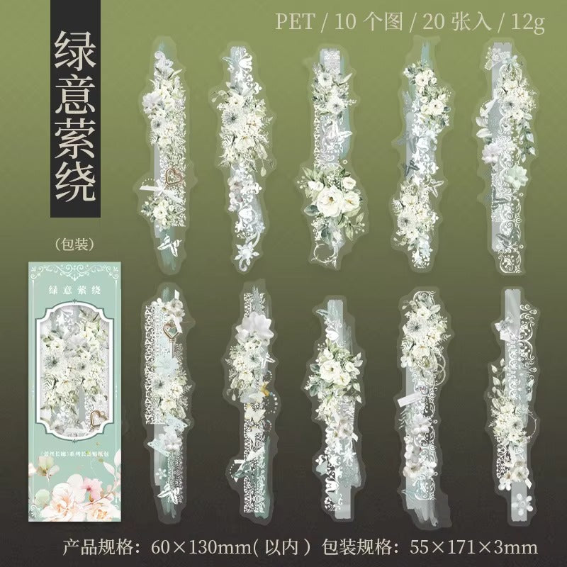 Stickers Puntillas Florales PET 20 piezas (varios colores)