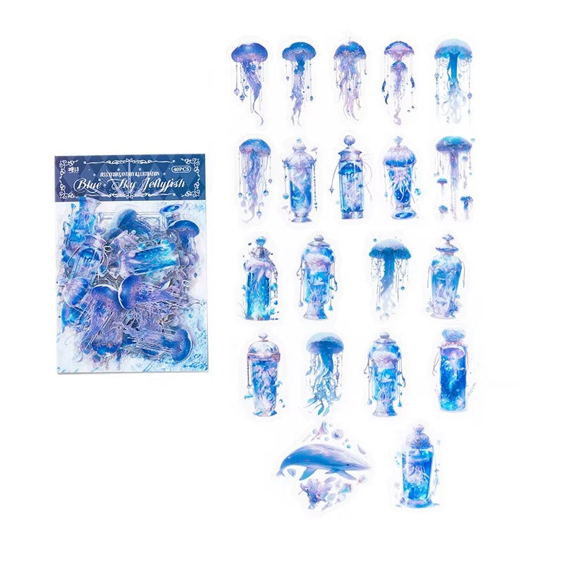 Stickers PET Jellyfish Fantasy Illustration (40 piezas)