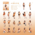 Stickers de chicas estilo ilustrado (PET, 40 piezas)