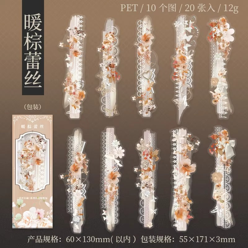 Stickers Puntillas Florales PET 20 piezas (varios colores)